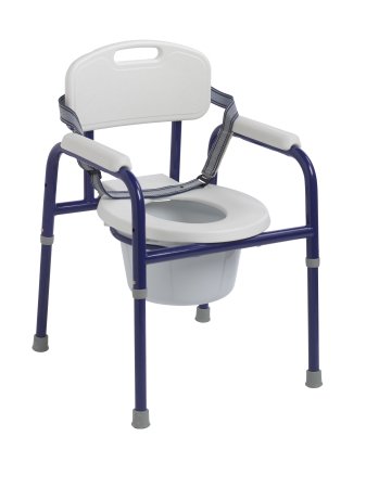 Picture of Commode Chair Pinniped Padded Fixed Arm Steel Frame Curved BackPC 1000 BL