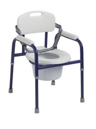 Picture of Commode Chair Pinniped Padded Fixed Arm Steel Frame Curved BackPC 1000 BL