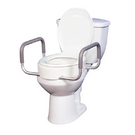 Picture of Elongated Raised Toilet Seat with Arms drive™ 3-1/2 Inch Height White 300 lbs. Weight Capacity554888