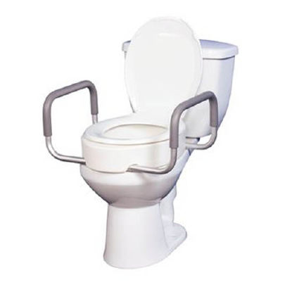 Picture of Elongated Raised Toilet Seat with Arms drive™ 3-1/2 Inch Height White 300 lbs. Weight Capacity554888