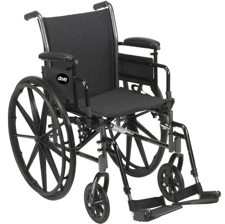 Picture of Lightweight Wheelchair drive™ Cruiser III Dual Axle Desk Length Arm Flip Back / Removable Padded Arm Style Black Upholstery 16 Inch Seat Width 300 lbs. Weight CapacityK316ADDA-SF