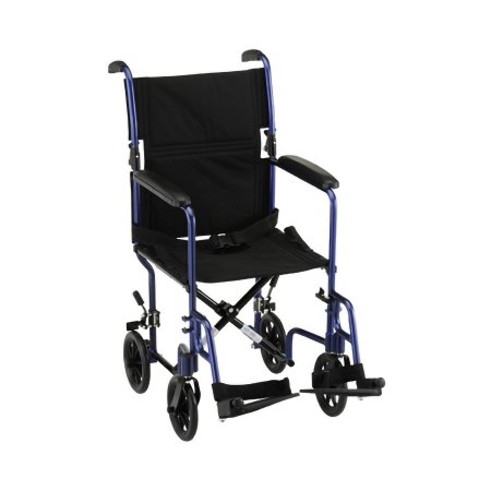 Picture of Lightweight Transport Chair Nova Aluminum Frame 300 lbs. Weight Capacity Full Length / Fixed Height Arm Blue Upholstery329B