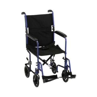 Picture of Lightweight Transport Chair Nova Aluminum Frame 300 lbs. Weight Capacity Full Length / Fixed Height Arm Blue Upholstery329B