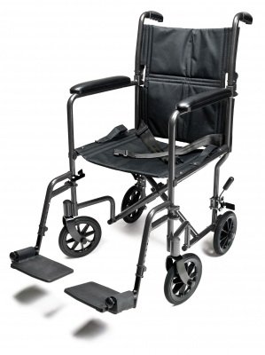Picture of Transport Chair Steel Frame Full Length / Padded Arm Black UpholsteryEJ795-1