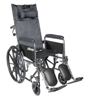 Picture of Reclining Wheelchair drive™ Silver Sport Dual Axle Full Length Arm Removable Padded Arm Style Black Upholstery 18 Inch Seat Width 300 lbs. Weight CapacitySSP18RBDFA