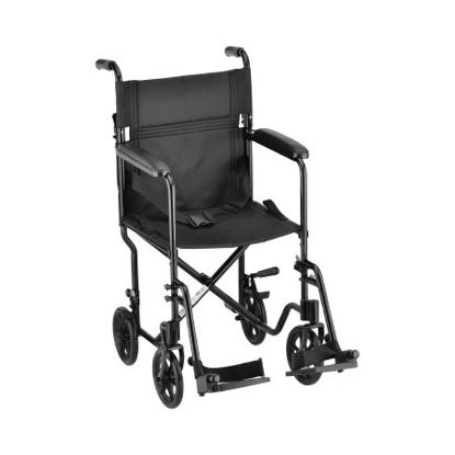 Picture of Lightweight Transport Chair Nova Aluminum Frame 300 lbs. Weight Capacity Full Length / Fixed Height Arm Black Upholstery329BK