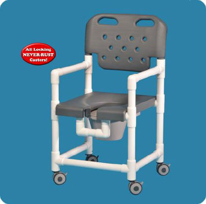 Picture of Commode / Shower Chair Elite Fixed Arm PVC Frame With BackrestELT817 P B