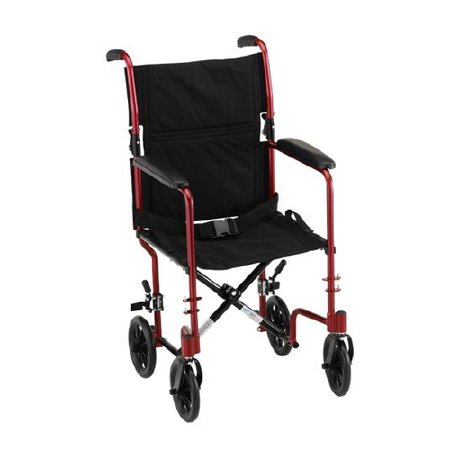 Picture of Lightweight Transport Chair Nova Aluminum Frame 300 lbs. Weight Capacity Full Length / Fixed Height Arm Red Upholstery329R