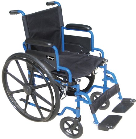 Picture of Wheelchair drive™ Blue Streak Desk Length Arm Flip Back Arm Style Swing-Away Footrest Black Upholstery 20 Inch Seat Width 250 lbs. Weight CapacityBLS20FBD-SF