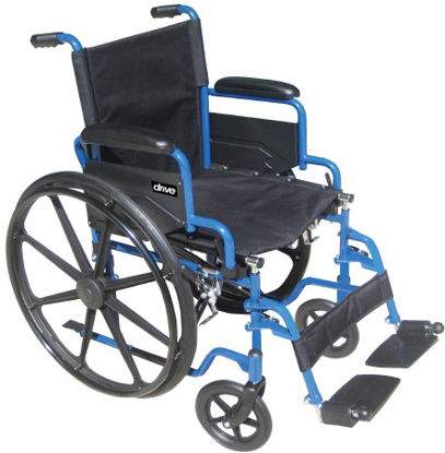 Picture of Wheelchair drive™ Blue Streak Desk Length Arm Flip Back Arm Style Swing-Away Footrest Black Upholstery 20 Inch Seat Width 250 lbs. Weight CapacityBLS20FBD-SF