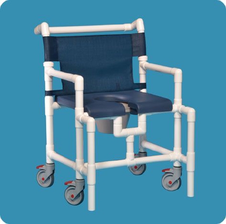 Picture of Commode / Shower Chair ipu® Fixed Arm PVC Frame Mesh Back 28 Inch Seat WidthSCC750 OS N BLUE