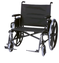 Picture of Bariatric Wheelchair Regency XL 2002 Desk Length Arm Removable Arm Style Swing-Away Elevating Legrest Black Upholstery 24 Inch Seat Width 600 lbs. Weight Capacity5624-18-61-36
