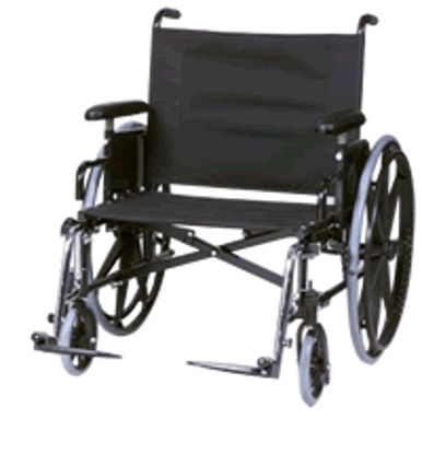 Picture of Bariatric Wheelchair Regency XL 2002 Desk Length Arm Removable Arm Style Swing-Away Elevating Legrest Black Upholstery 24 Inch Seat Width 600 lbs. Weight Capacity5624-18-61-36