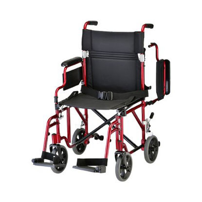 Picture of Transport Chair Aluminum Frame 300 lbs. Weight Capacity Desk Length / Padded / Removable / Reversible Arm Red Upholstery349R