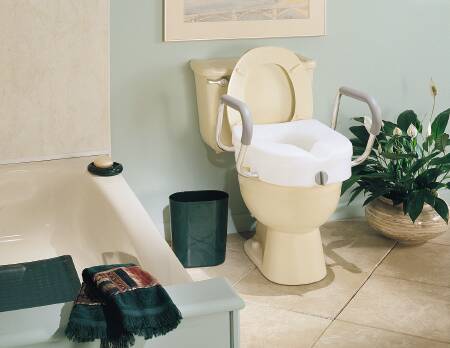 Picture of Raised Toilet Seat with Arms E-Z Lock™ 5 Inch Height White 300 lbs. Weight CapacityFGB30400 0000