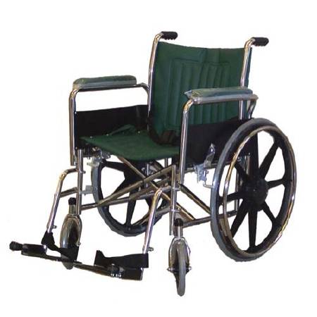 Picture of MRI Non-Magnetic Wheelchair Full Length Arm Padded Arm Style Footrest Forest Green Upholstery 24 Inch Seat Width 350 lbs. Weight CapacityWC24