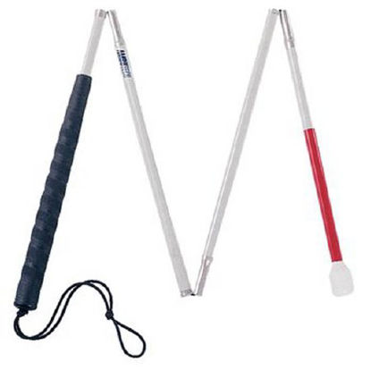 Picture of Folding Cane Aluminum 52 Inch Height White / Red427552