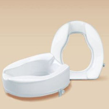 Picture of Raised Toilet Seat Patterson Medical 4 Inch Height White 420 lbs. Weight CapacityAA2114