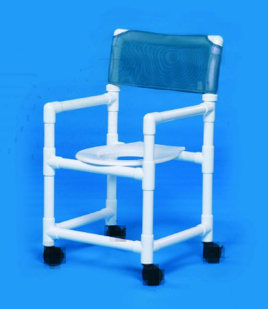Picture of Commode / Shower Chair Standard Fixed Arm PVC Frame Mesh Back 17-1/4 Inch Seat WidthVL SC17 WHITE
