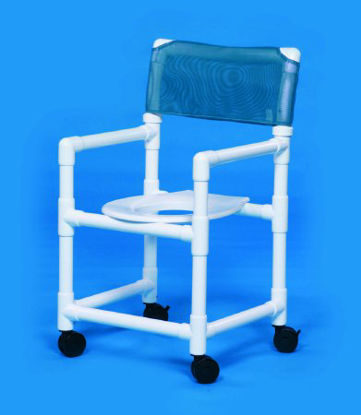 Picture of Commode / Shower Chair Standard Fixed Arm PVC Frame Mesh Back 17-1/4 Inch Seat WidthVL SC17 WHITE