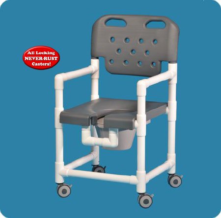 Picture of Commode / Shower Chair Elite Fixed Arm PVC Frame With BackrestELT820 P B