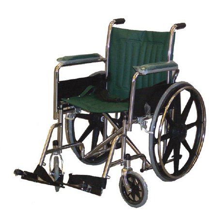 Picture of MRI Non-Magnetic Wheelchair Full Length Arm Padded Arm Style Footrest / Fixed Height Forest Green Upholstery 18 Inch Seat Width 250 lbs. Weight CapacityWC18