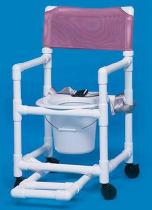 Picture of Commode / Shower Chair Standard Fixed Arm PVC Frame Mesh Back 18 Inch Seat WidthVL SC17 P FRSB WINEBERRY