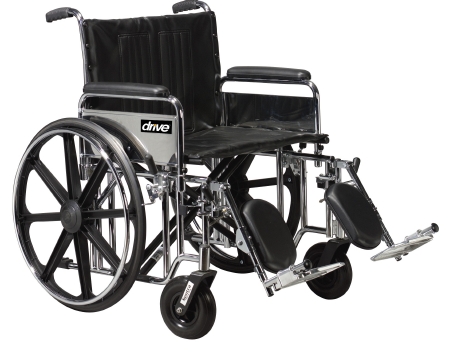 Picture of Bariatric Wheelchair drive™ Sentra Heavy Duty Full Length Arm Removable Padded Arm Style Black Upholstery 20 Inch Seat Width 500 lbs. Weight CapacitySTD20DFA-ELR