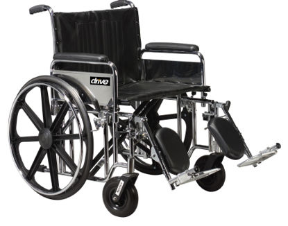Picture of Bariatric Wheelchair drive™ Sentra Heavy Duty Full Length Arm Removable Padded Arm Style Black Upholstery 20 Inch Seat Width 500 lbs. Weight CapacitySTD20DFA-ELR