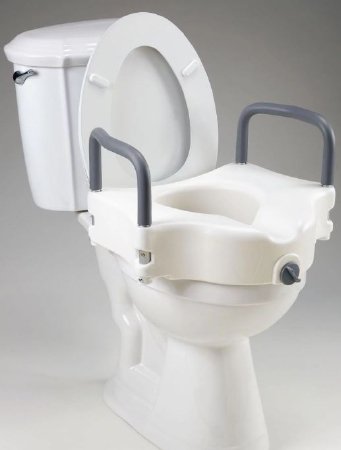 Picture of Raised Toilet Seat with Arms homecraft 4-1/2 Inch Height White 300 lbs. Weight Capacity081610831