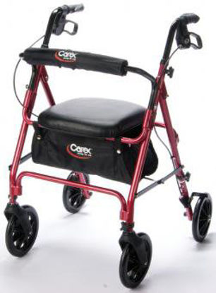 Picture of 4 Wheel Rollator Carex® Red Folding Aluminum FrameFGA22200 0000