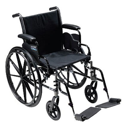 Picture of Lightweight Wheelchair drive™ Cruiser III Dual Axle Desk Length Arm Removable Arm Style Elevating Legrest Black Upholstery 20 Inch Seat Width 350 lbs. Weight Capacity565467