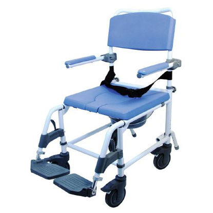 Picture of Commode / Shower Chair Healthline® EZee Life Flip-Back Arm Aluminum Frame With Backrest 22 Inch Seat Width713423