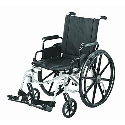 Picture of Wheelchair Merits Health Products Dual Axle Desk Length Arm Flip Back / Padded Arm Style Swing-Away Footrest / Plastic Footplate Black Upholstery 18 Inch Seat Width 250 lbs. Weight CapacityL222-AMDIMU