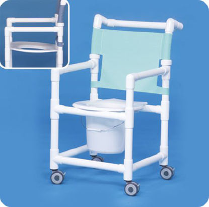 Picture of Commode / Shower Chair Original Fixed Arm PVC Frame Mesh Back 21 Inch Seat WidthSC9211 P