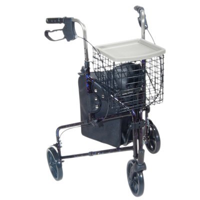 Picture of 3 Wheel Rollator Blue Adjustable Height / Lightweight / Folding Aluminum Frame43-2160
