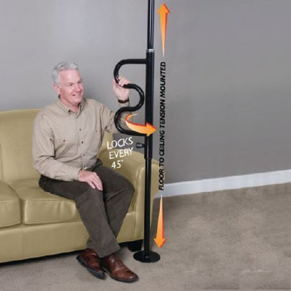 Picture of Security Pole with Curved Grab Bar White Powder-Coated Steel081503952