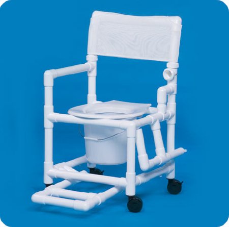 Picture of Commode / Shower Chair Standard Fixed Arm PVC Frame Mesh Back 17-1/4 Inch Seat WidthVL SC17 P WHITE