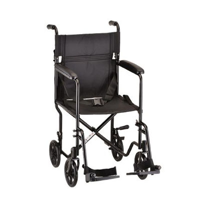 Picture of Transport Chair Steel Frame 300 lbs. Weight Capacity Full Length / Fixed Height Arm Black Upholstery319BK