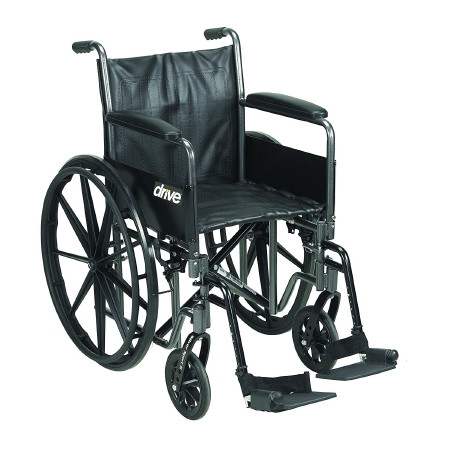 Picture of Wheelchair drive™ Silver Sport 2 Dual Axle Full Length Arm Removable Padded Arm Style Black Upholstery 18 Inch Seat Width 300 lbs. Weight CapacitySSP218DFA-SF