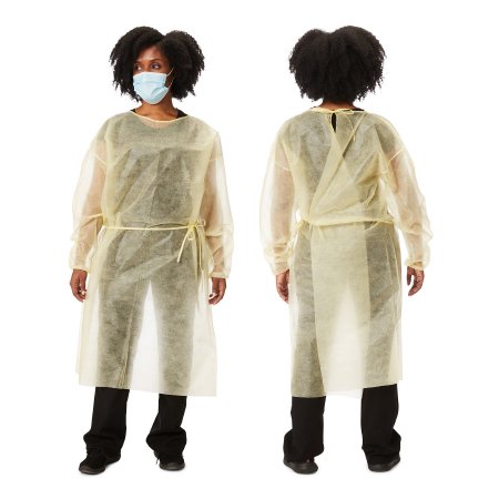 Picture of Protective Procedure Gown One Size Fits Most Yellow NonSterile DisposableXF3008
