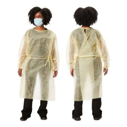 Picture of Protective Procedure Gown One Size Fits Most Yellow NonSterile DisposableXF3008