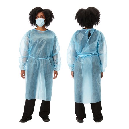 Picture of Protective Procedure Gown One Size Fits Most Blue NonSterile DisposableXF3019