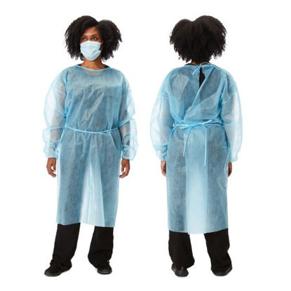 Picture of Protective Procedure Gown One Size Fits Most Blue NonSterile DisposableXF3019