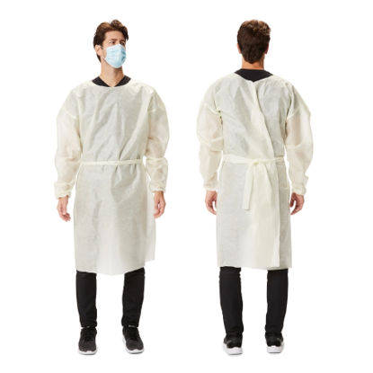 Picture of Over-the-Head Protective Procedure Gown X-Large Yellow NonSterile AAMI Level 2 Disposable55-XL
