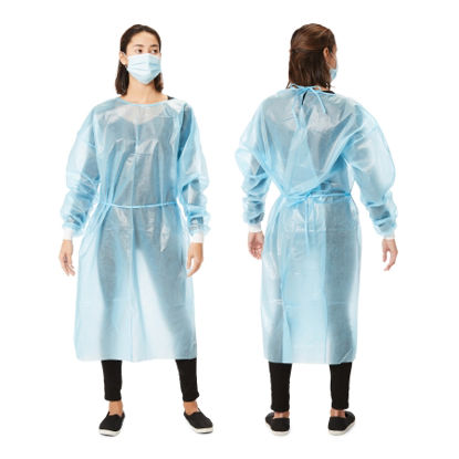 Picture of Protective Procedure Gown One Size Fits Most Blue NonSterile DisposableXF3010
