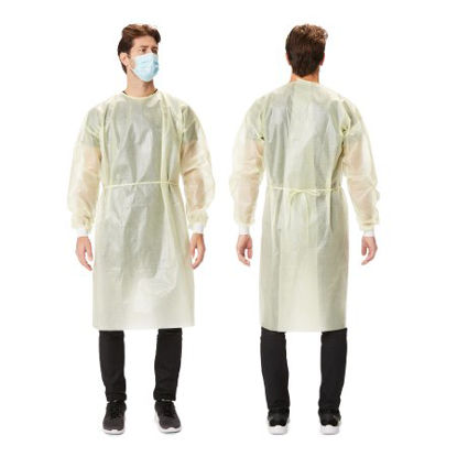 Picture of Protective Procedure Gown Large Yellow NonSterile AAMI Level 2 DisposableHX2020-92