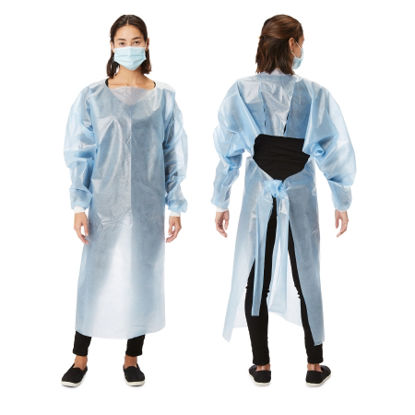 Picture of Over-the-Head Protective Procedure Gown One Size Fits Most Blue NonSterile AAMI Level 2 DisposableXF4003