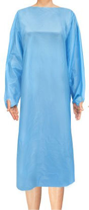 Picture of Over-the-Head Protective Procedure Gown McKesson One Size Fits Most Blue NonSterile AAMI Level 2 Disposable18-8576A