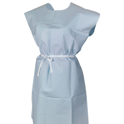 Picture of Patient Exam Gown McKesson One Size Fits Most Blue Disposable18-10847